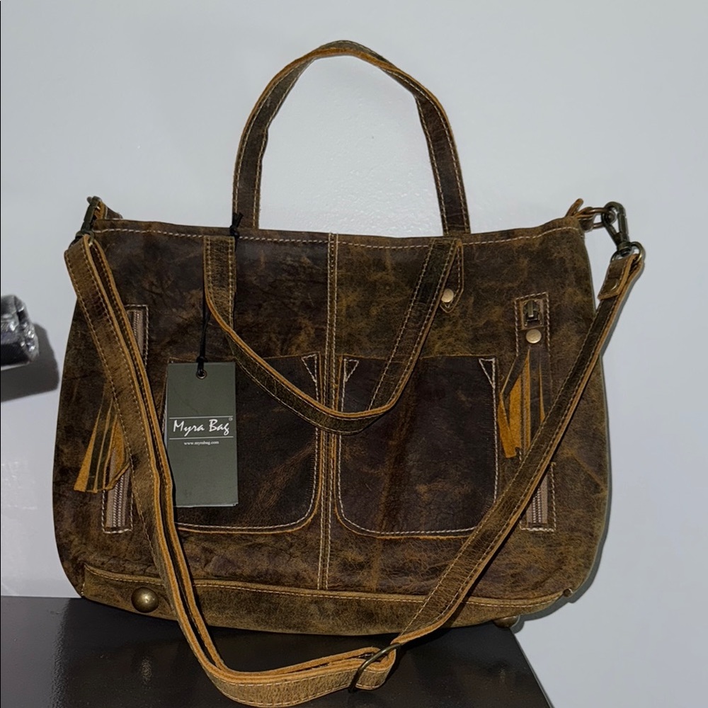 Myra Bag Brown Leather Tote